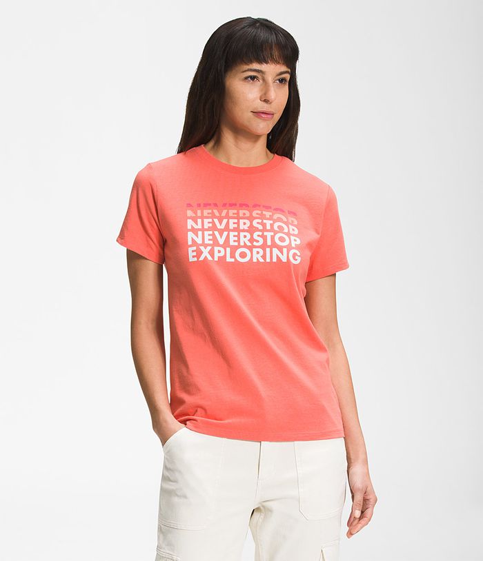 The North Face T-Shirts Short Sleeve Logo Play Orange - Womens - Thailand MOXSC-2753